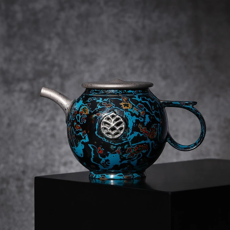 万仟堂高端陶瓷茶壶家用百壶手工茶壶家用单壶大漆系列有心菩提壶