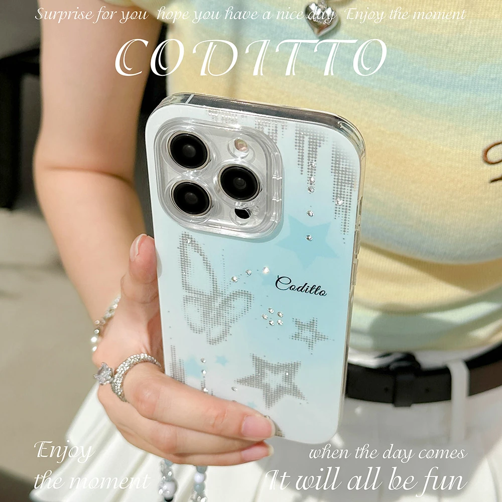 coditto蓝色梦想双层适用苹果15pro手机壳创意14promax高级感13