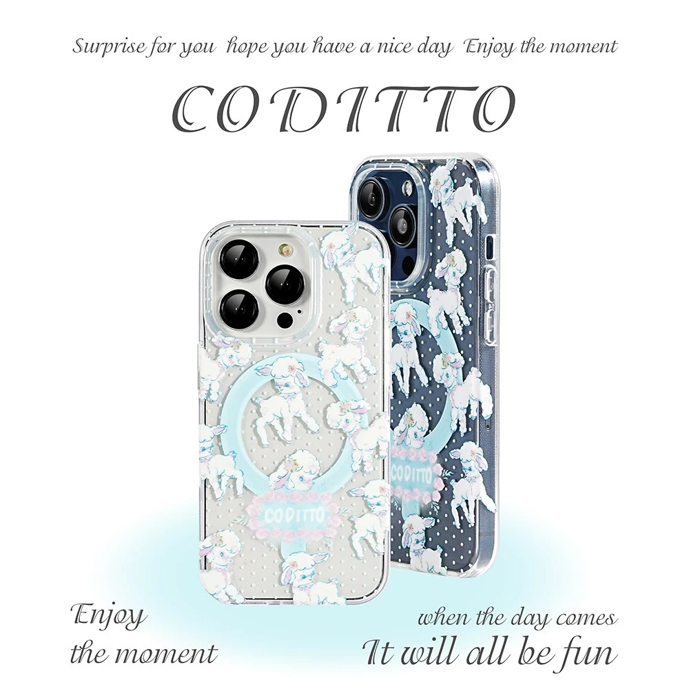 coditto波点小羊双层磁吸适用苹果16 15 14 13promax手机壳新款