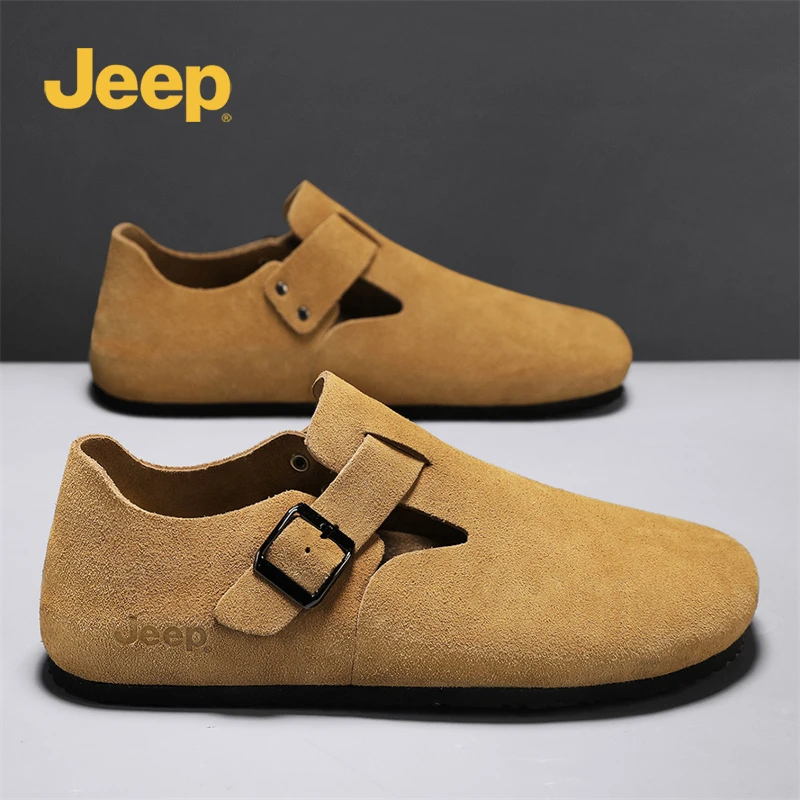JEEP/吉普2024夏季新款男鞋豆豆鞋懒人一脚蹬时尚休闲透气潮鞋