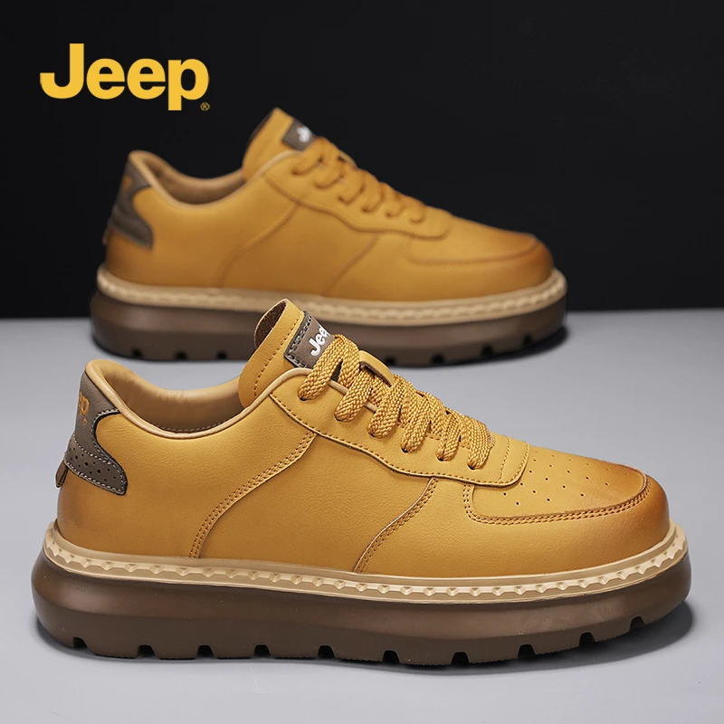 JEEP吉普低帮革面休闲男鞋轻便防滑耐磨软底鞋时尚潮流轻便平板鞋