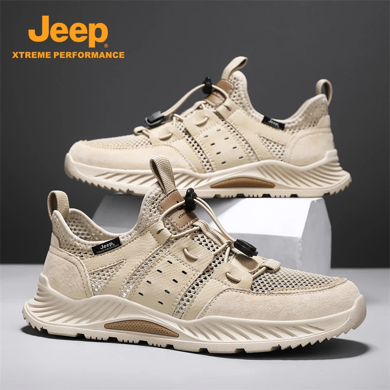 JEEP/吉普2024夏季新款男鞋网面鞋透气时尚百搭男士运动鞋跑步鞋