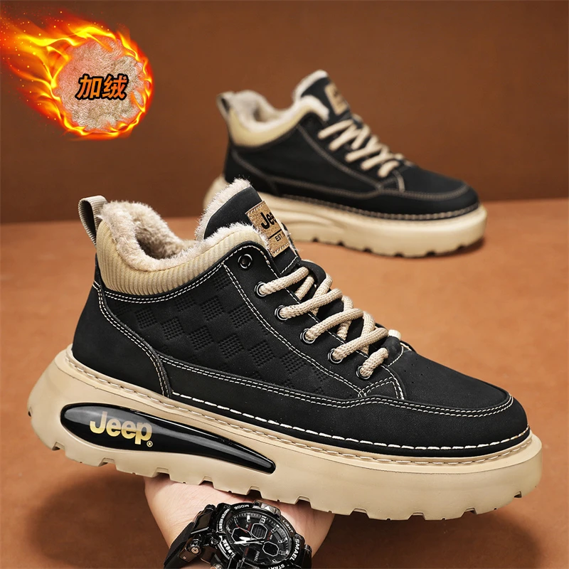 冬季加绒款式男士板鞋轻便舒适保暖防寒休闲男鞋时尚款