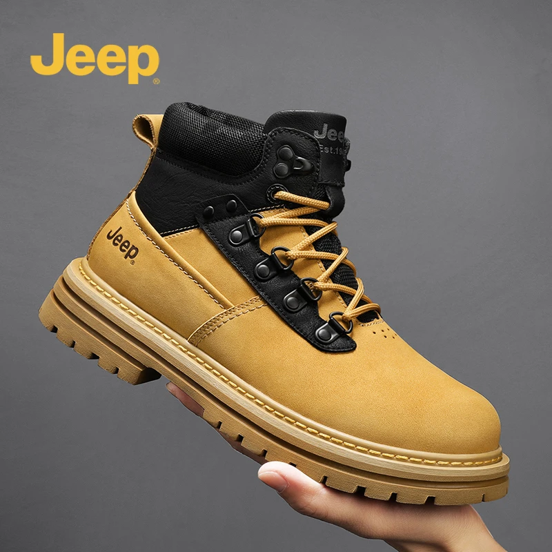 JEEP/吉普2024秋季新款男士时尚休闲马丁靴英伦风高帮百搭潮流