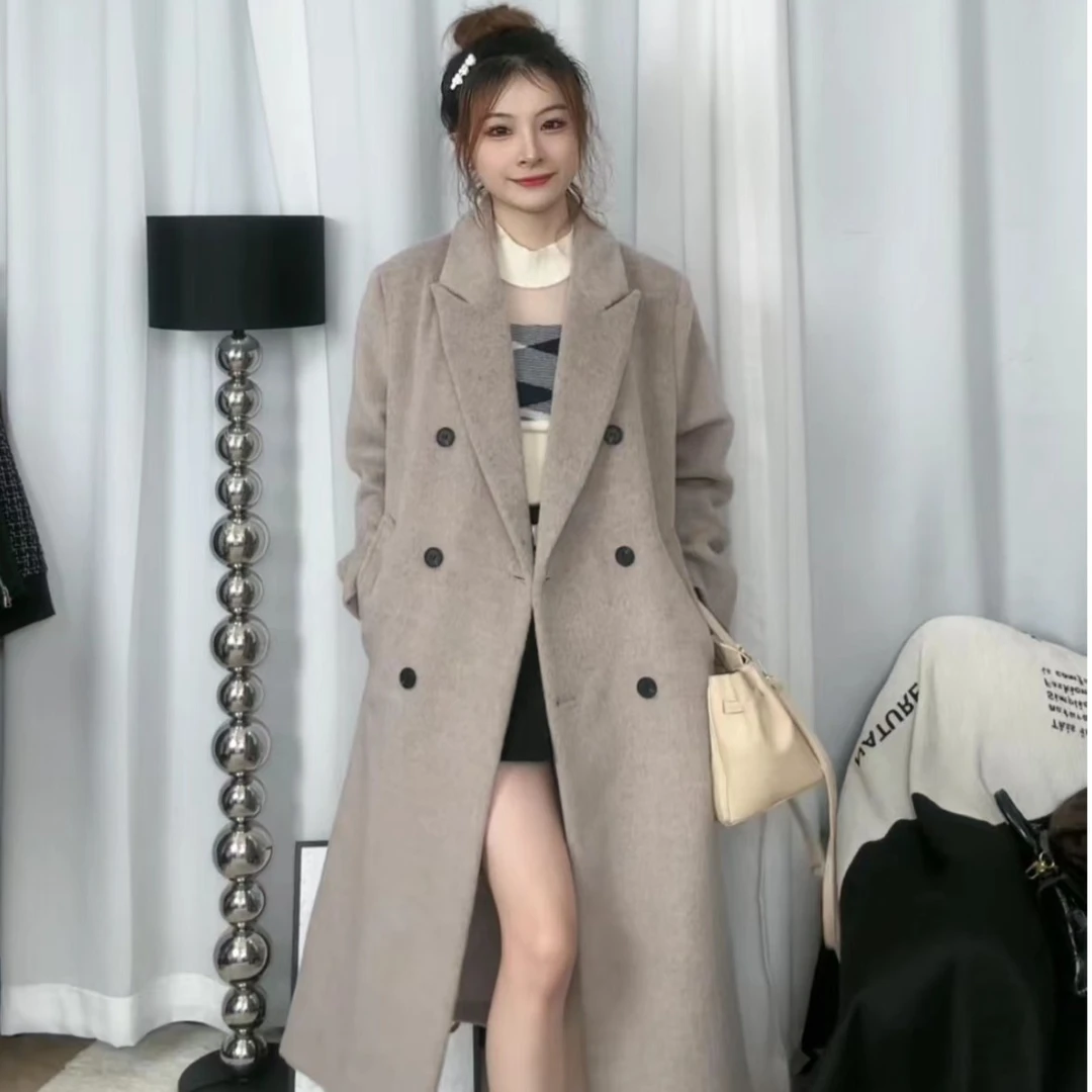 加糖加羽绒羊毛外套女长款过膝2023秋冬新款宽松显瘦时尚气质大衣