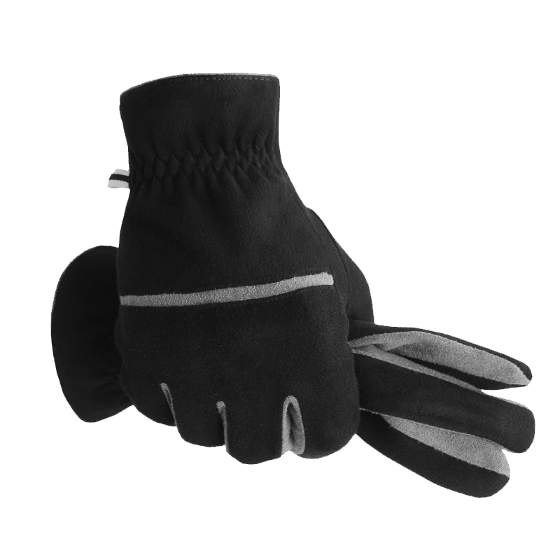 澄湖螺冬季保暖手套加绒耐磨男士可触屏分指耐磨麂皮绒加厚手套