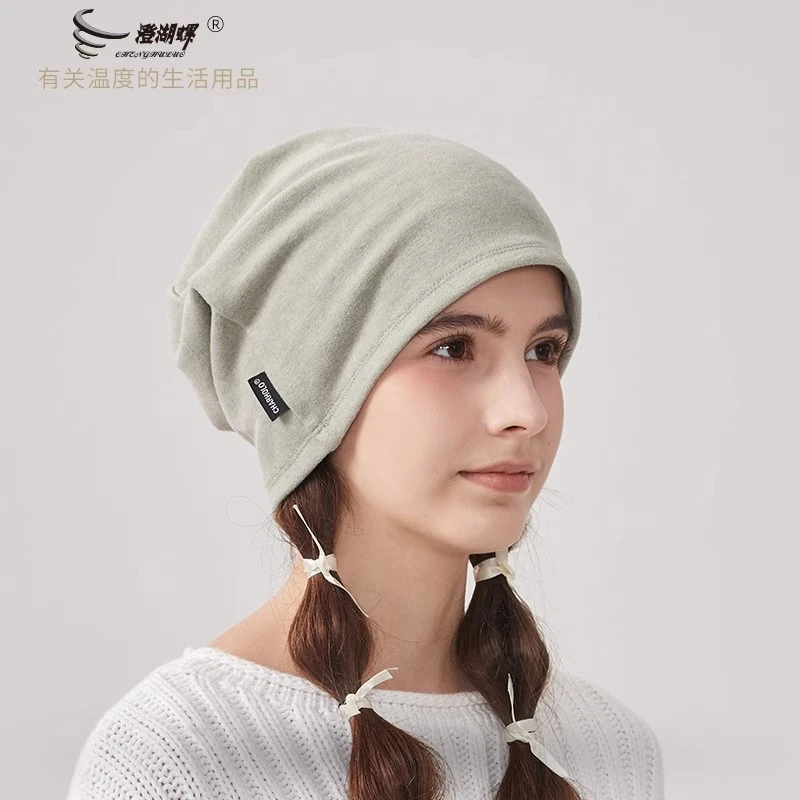 charholo秋冬季德绒单层暖绒包头帽产后月子帽保暖帽防风护额睡帽