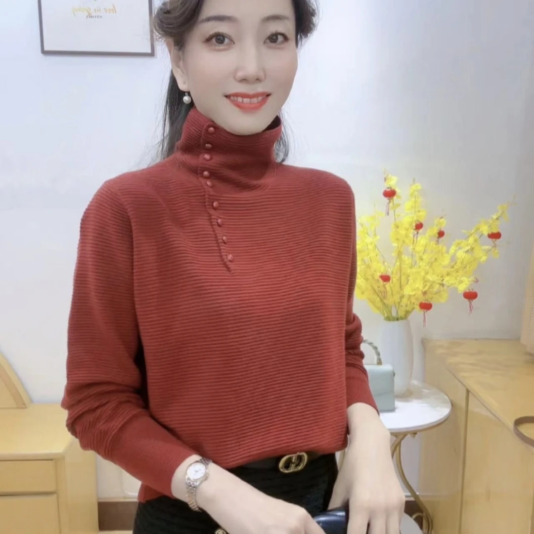 【慕妍推荐】时尚百搭自由领毛衫秋冬堆堆领