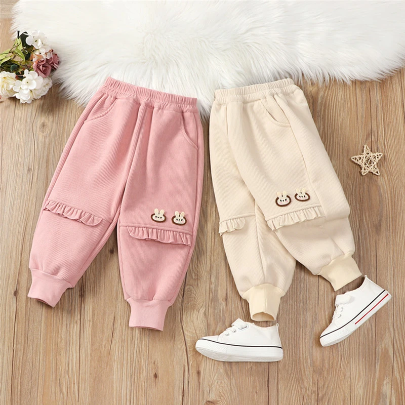 萌娃穿搭春秋冬洋气女童宝宝长裤小童休闲灯芯绒裤儿童束脚裤加绒