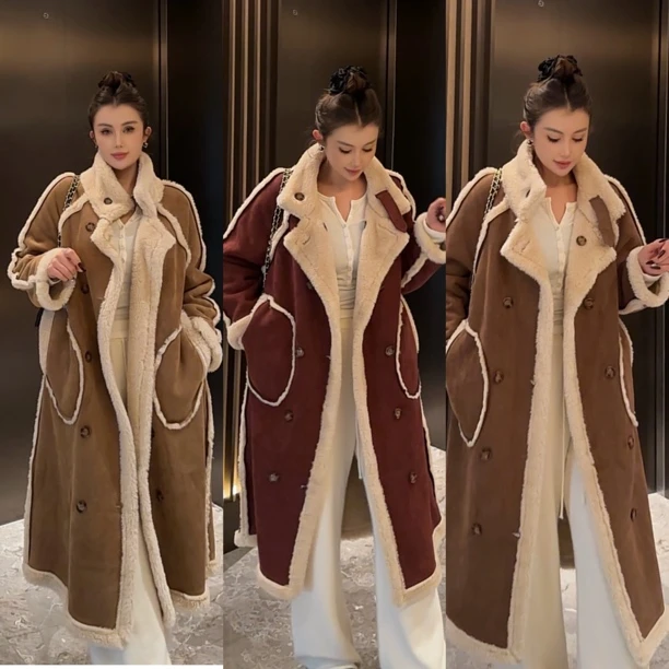 ！#2双面可穿穿皮毛一体毛外套女冬季加绒加厚中长款