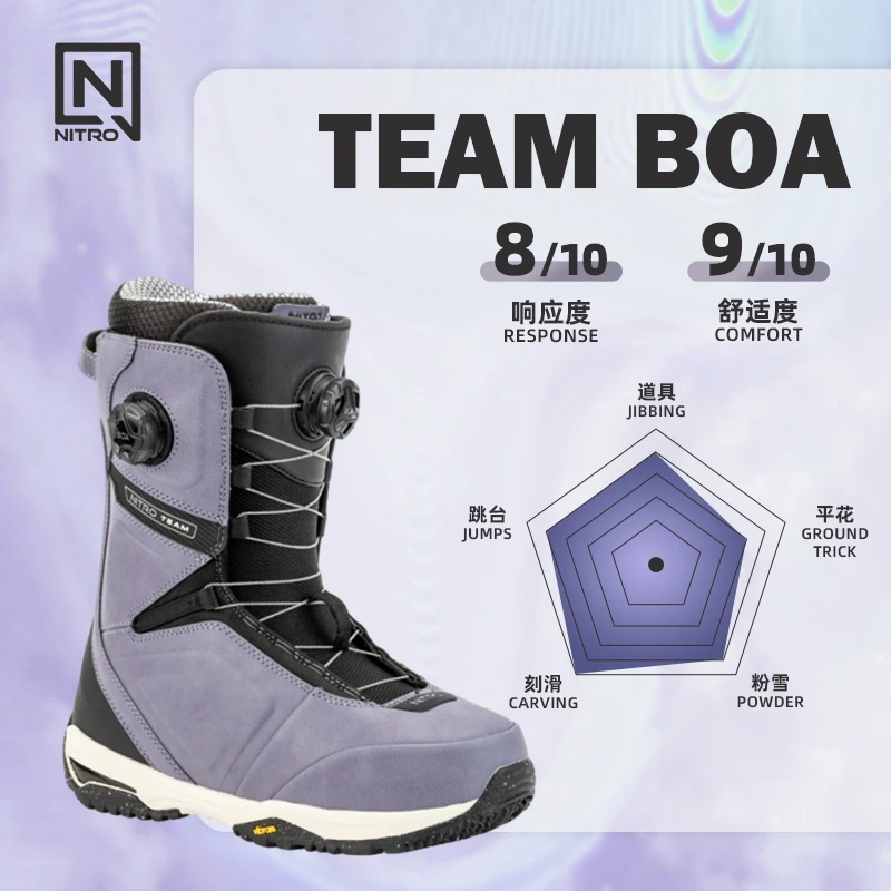 NITRO尼卓[TEAM BOA]男款单板滑雪鞋双BOA快穿滑行全能刻滑25新款