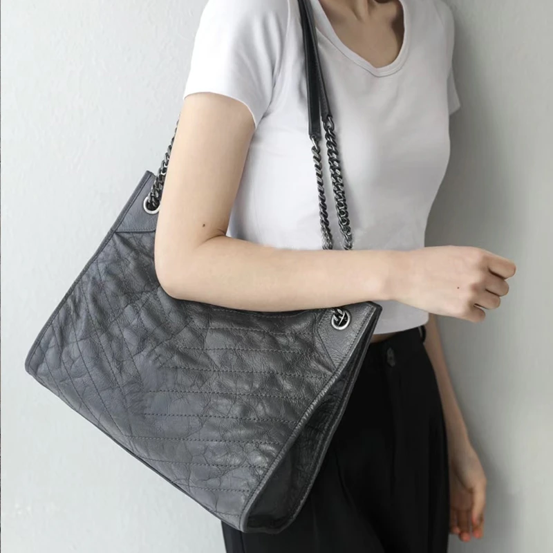 杨树林niki shopping bag链条包托特包女通勤包真皮购物袋流浪包