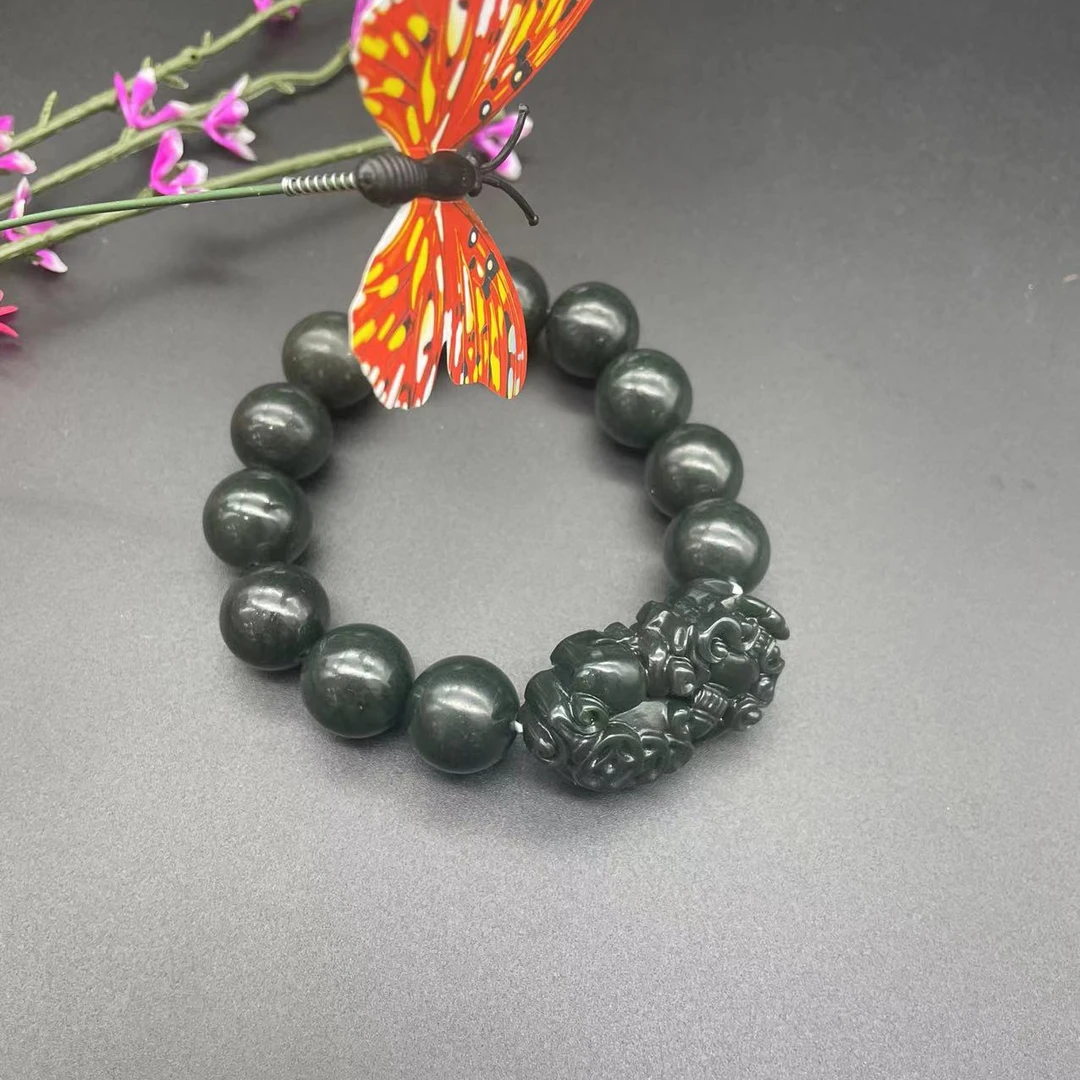 和田玉貔貅手串手工时尚单圈精美精雕玉手串送父亲送老丈人 都好