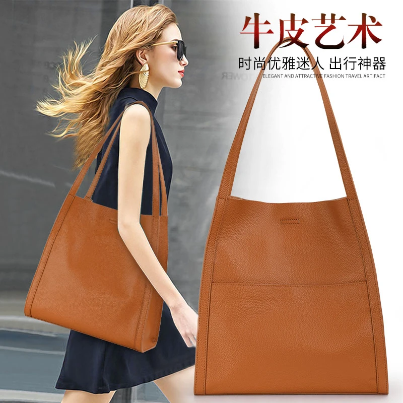 艾丹妮女士时尚百搭真皮手提单肩头层牛皮斜跨女爆款托特包包包