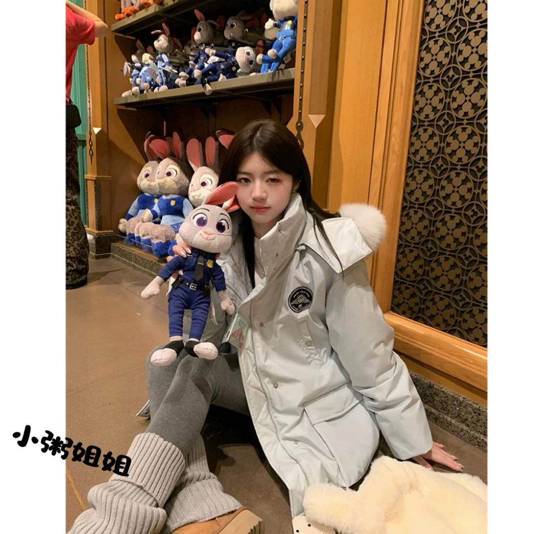 【XZ001.1】“冰岛极夜”2024冬季新款高级毛领小众中长款加厚棉服女