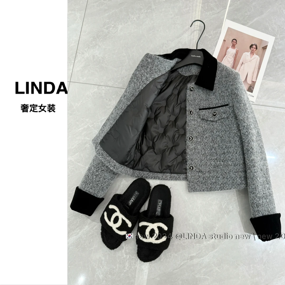 【现货 罗马高级灰】加绒加厚定制高级灰 拼接撞色小香风上衣外套