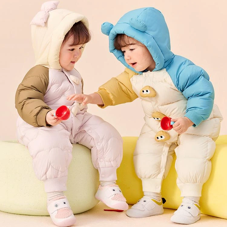 商场同款婴儿羽绒服连体衣宝宝加厚爬服外出衣服冬装新款保暖哈衣