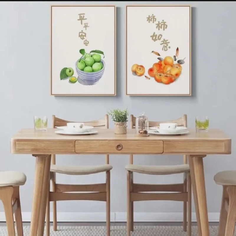 柿柿如意挂画两联苹果柿子铝合金4060