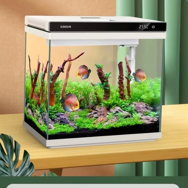 森森超白水循环桌面小缸普通滤变色灯迷你缸新手循环内置养鱼成品