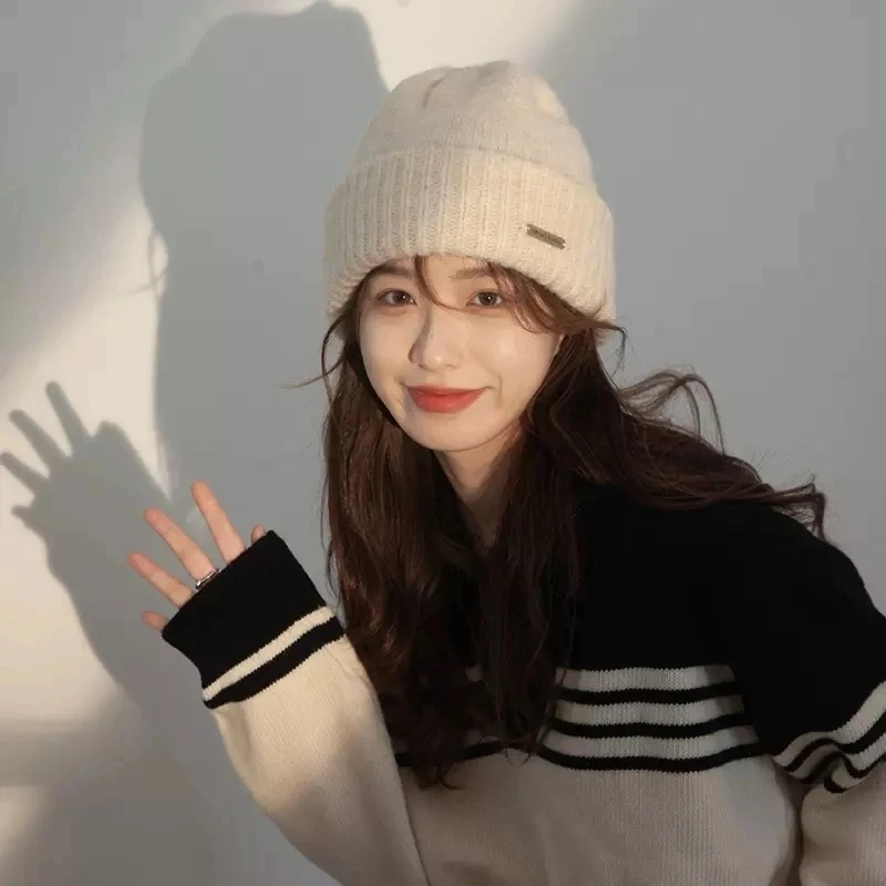 【贴标字母针织帽】秋冬时尚冷帽潮百搭韩版宽松保暖针织帽