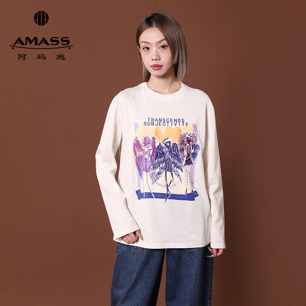 AMASS阿玛施 秋季新款百搭套头高级长袖圆领宽松长袖卫衣5300890