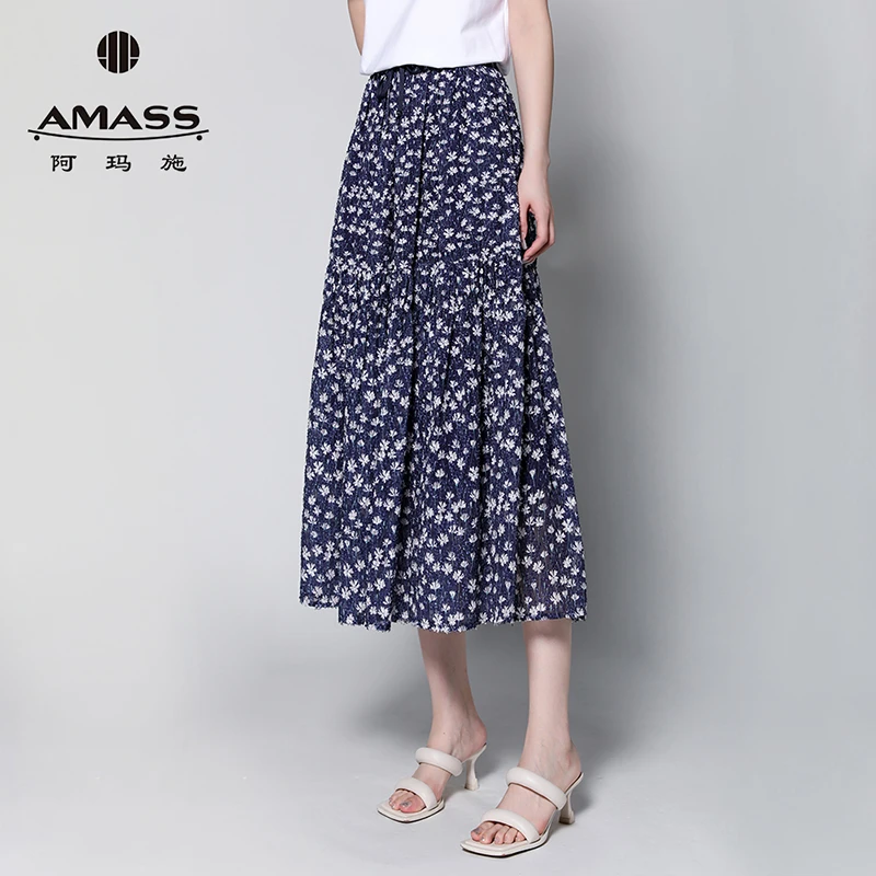 AMASS阿玛施2025夏新款高腰显瘦甜美百搭碎花半身裙伞裙5200408