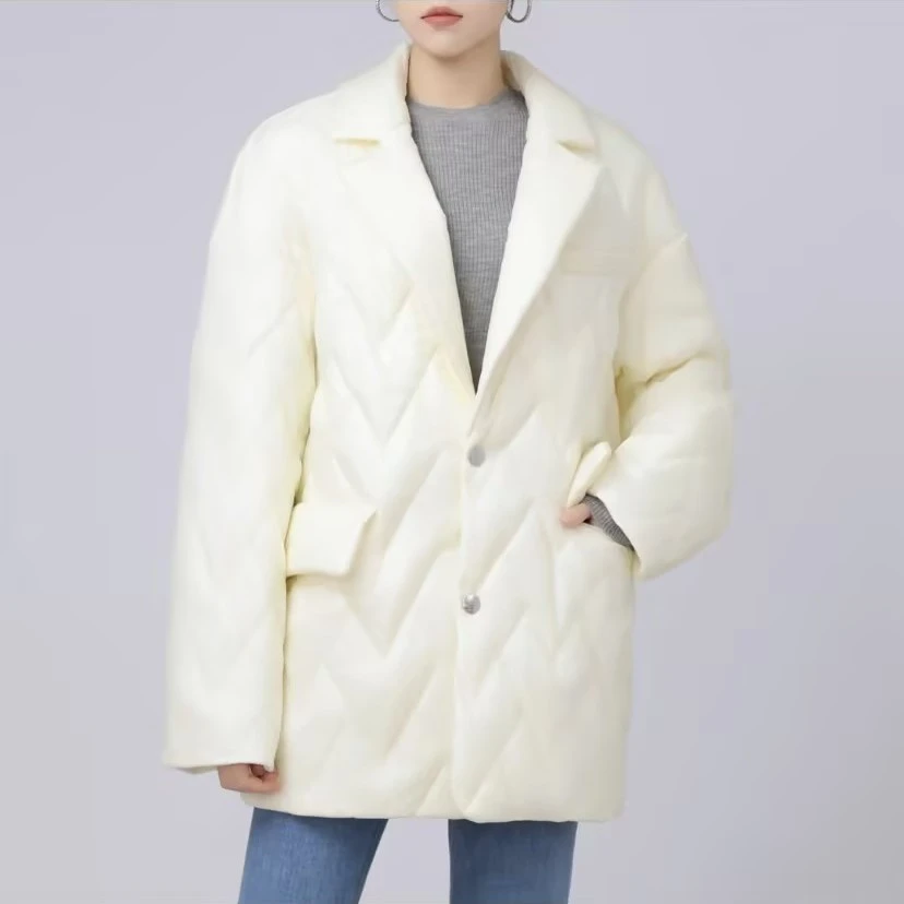 AMASS阿玛施品质女装新款时尚V领菱形格轻奢宽松廓形棉服5400878