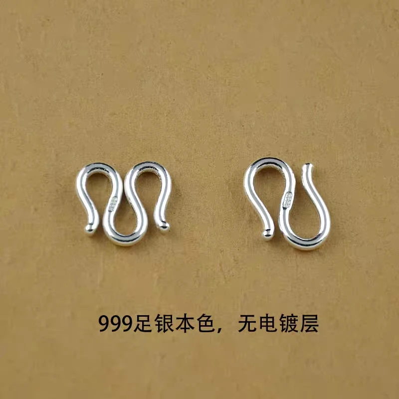 足银银制品 999足银M扣diy配件扣子实心纯银项链W扣手链S扣包邮