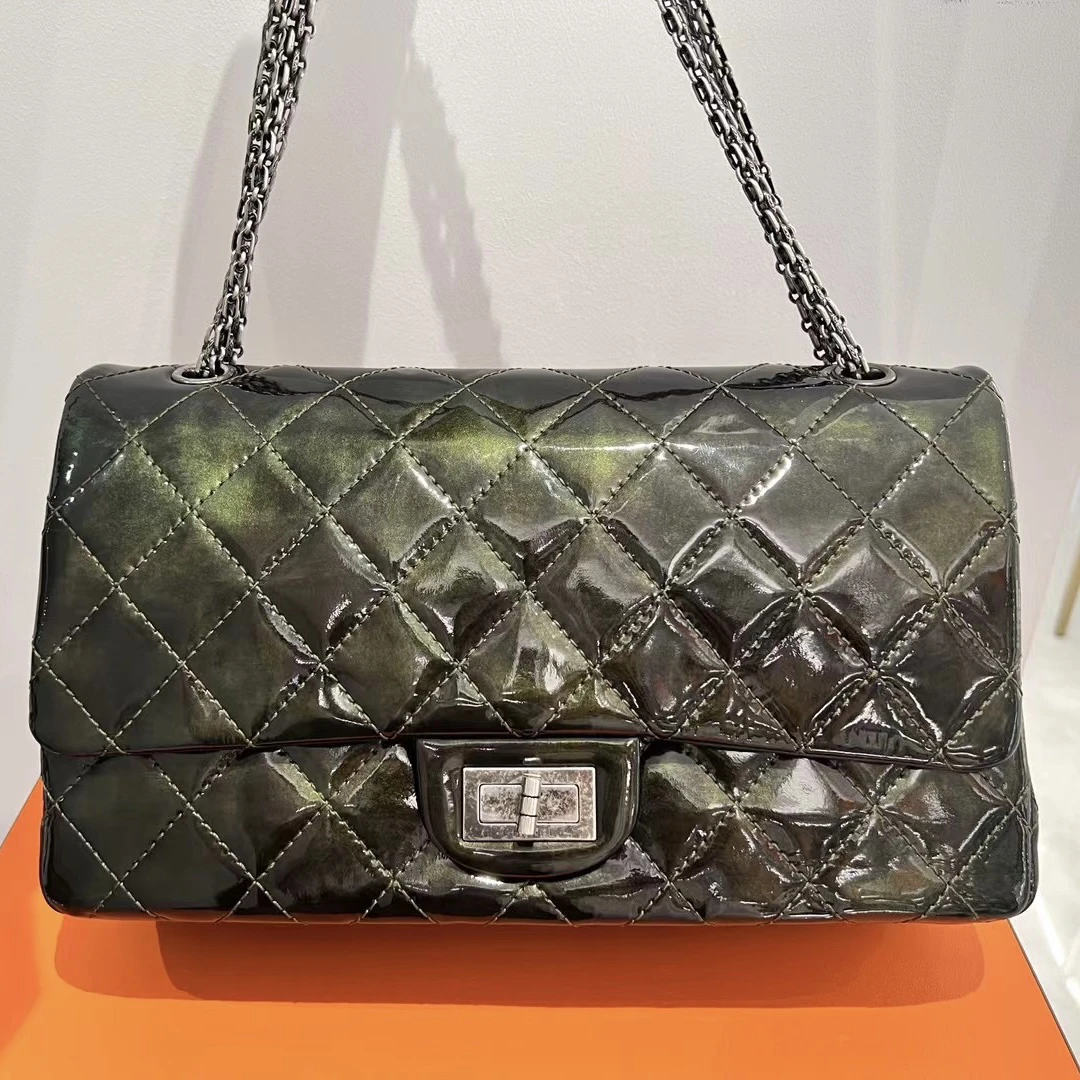 95新 Chanel/香奈儿 漆皮2.55大号单肩包