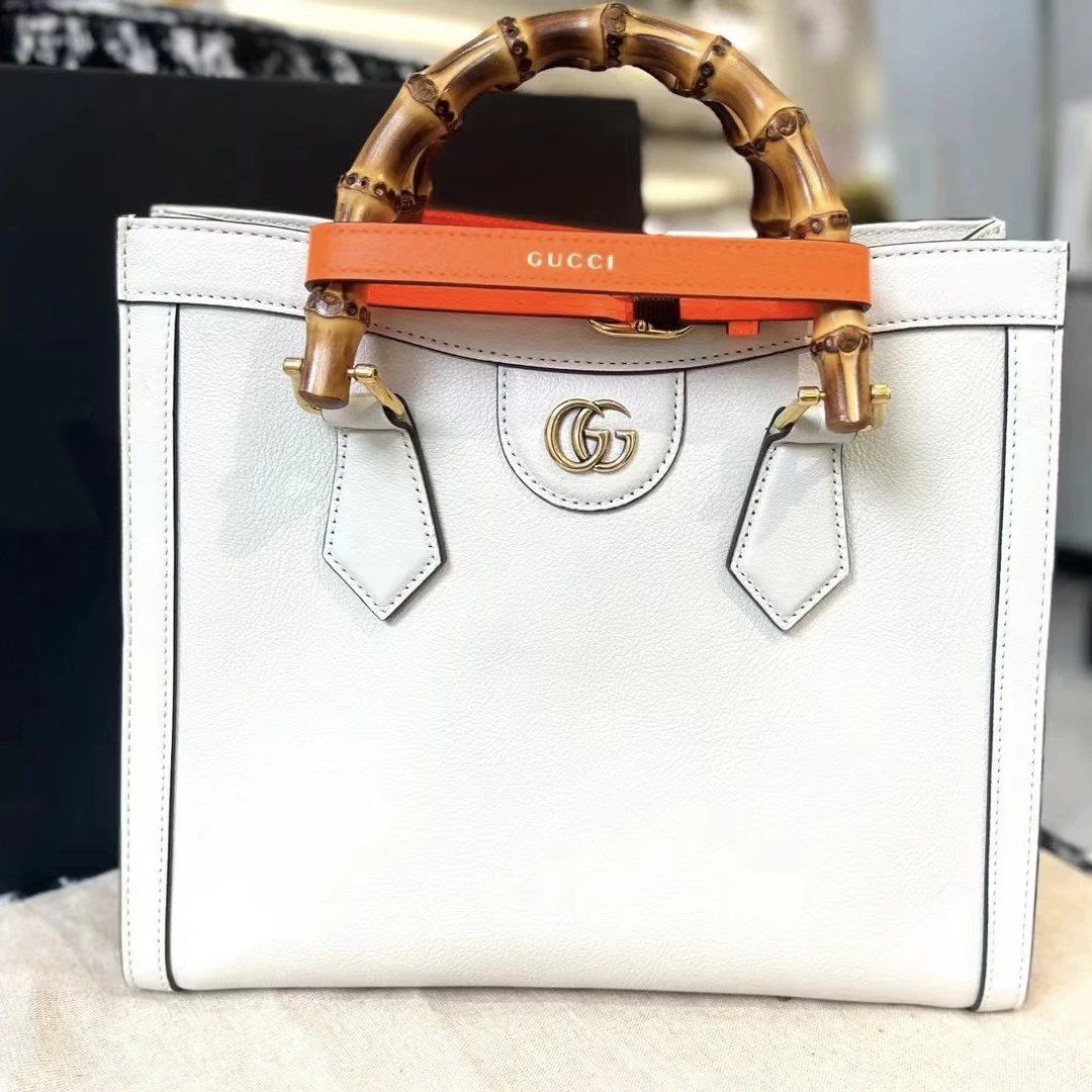 99新 GUCCI/GUCCI 戴安娜竹节包中号