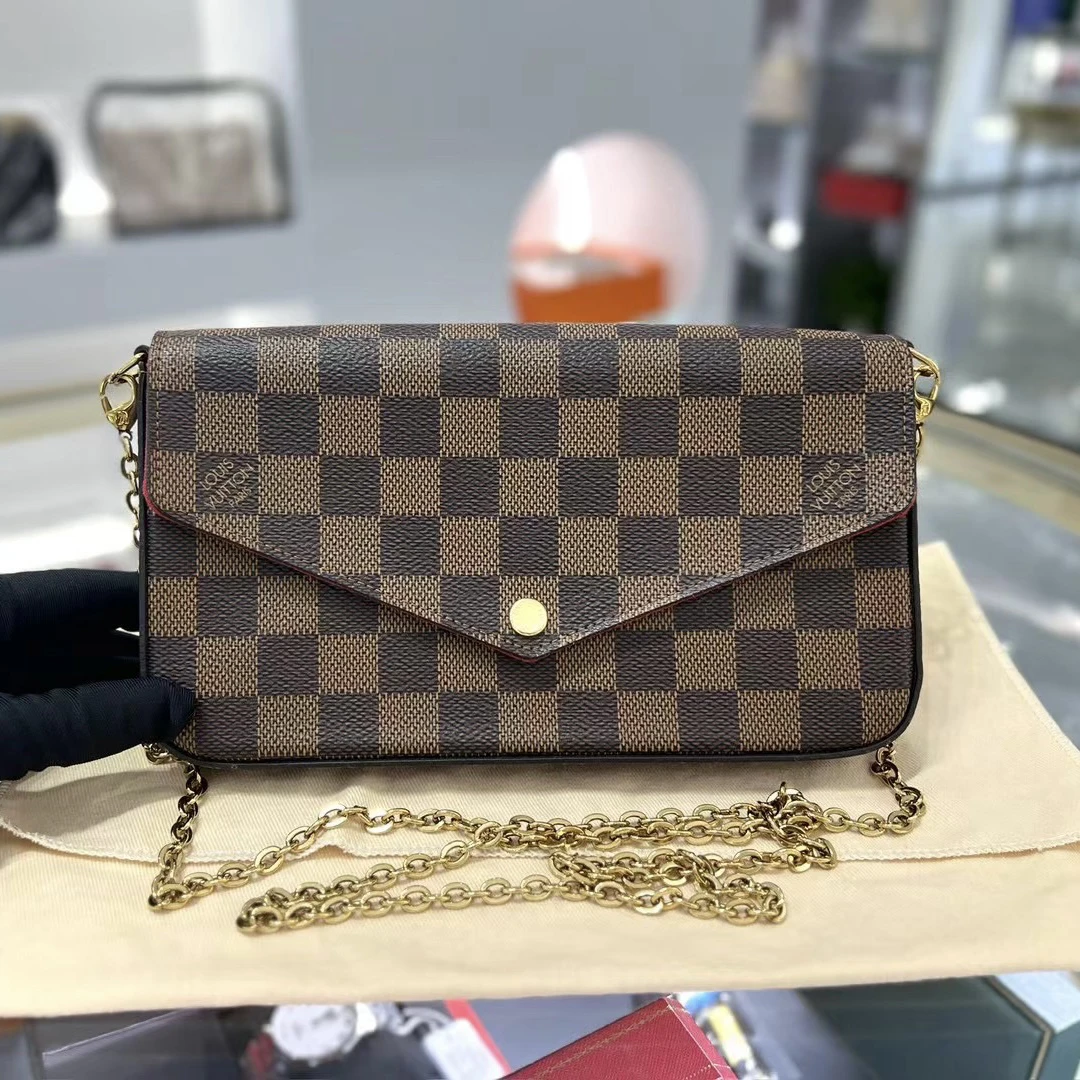 99新 LouisVuitton/路易威登 棋盘格三合一链条包