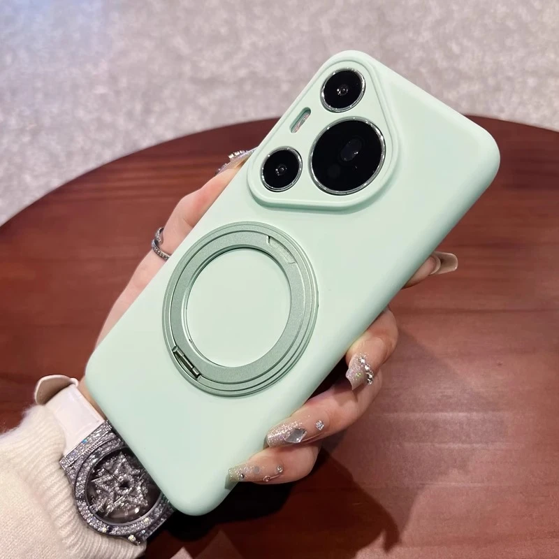 适用华为pura70液态硅胶手机壳旋转支架70pro磁吸充电mate60pro款