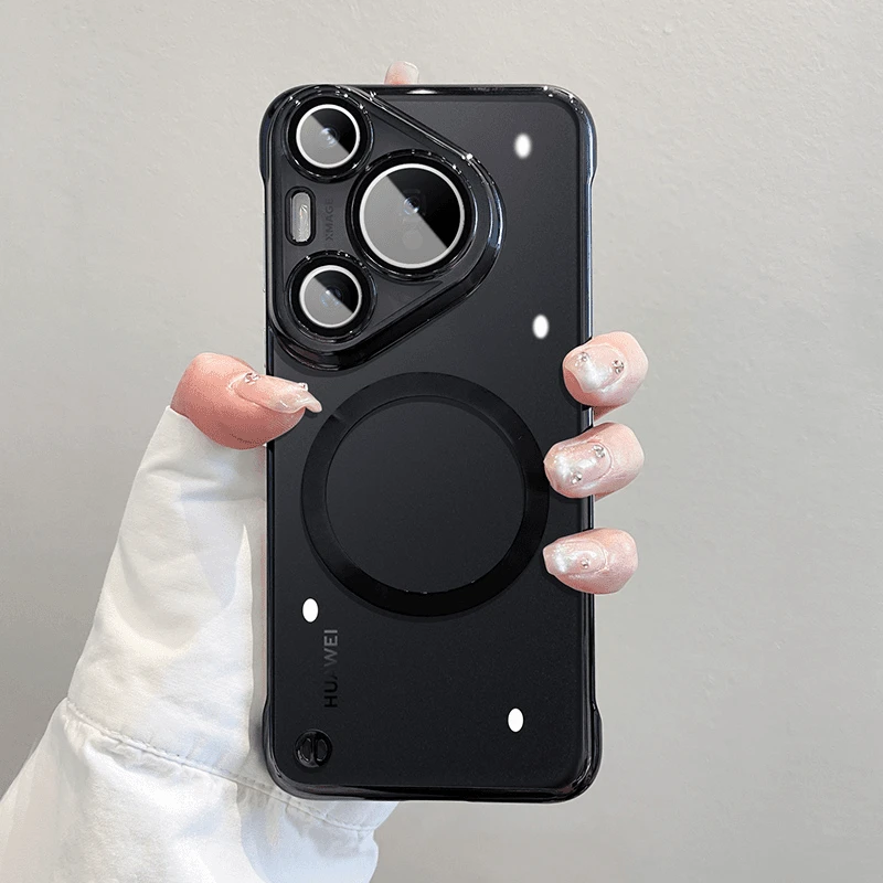 适用华为PURA70手机壳创意70por防摔电镀无边框透明磁吸+保护套