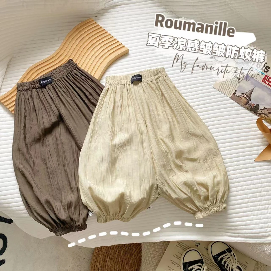 夏季儿童百褶松紧腰百搭薄款休闲裤防蚊裤