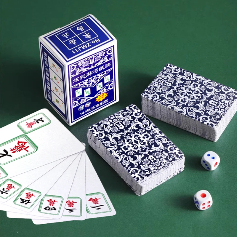 文牛麻将牌纸牌扑克加厚便携磨砂旅行家用小号麻将牌送2色子纸牌