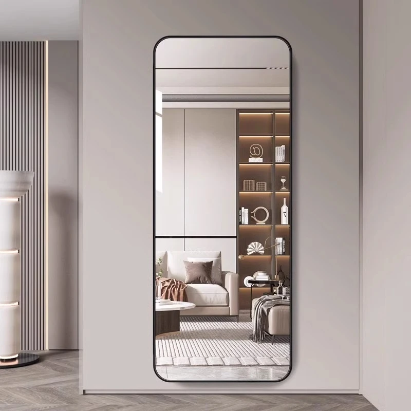 全身镜卧室女生穿衣镜子贴墙自粘免打孔壁挂式粘墙高清玻璃试衣镜