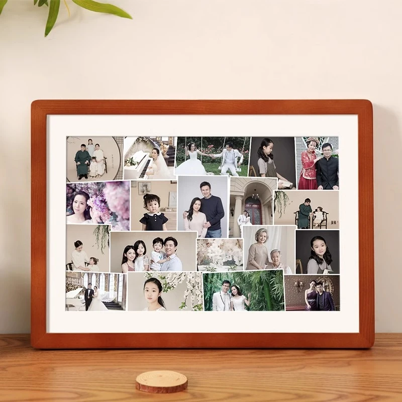农村怀旧家用纪念相框多张照片组合客厅实木老照片八十年代展示框