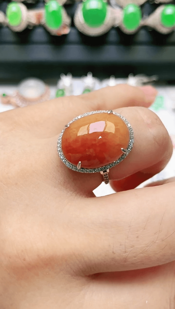 【闪购商品】翡翠戒指银S925镶嵌天然a货翡翠