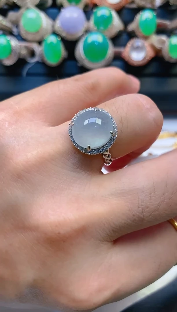 【闪购商品】翡翠戒指银S925镶嵌天然A货翡翠