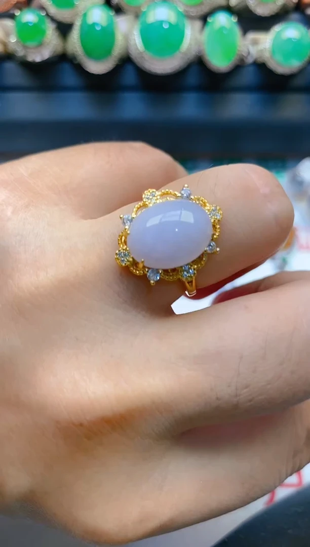 【闪购商品】翡翠戒指银S925镶嵌天然A货翡翠