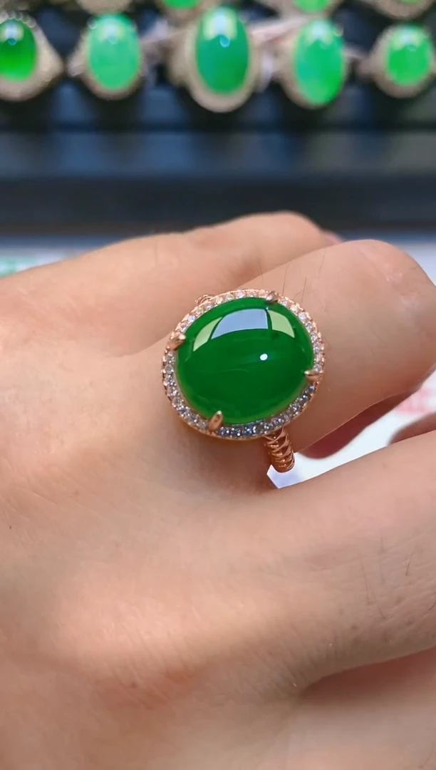 【闪购商品】翡翠戒指银S925镶嵌天然A货翡翠