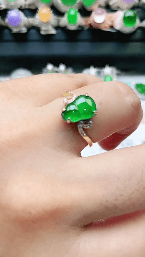 【闪购商品】翡翠戒指银S925镶嵌天然a货翡翠