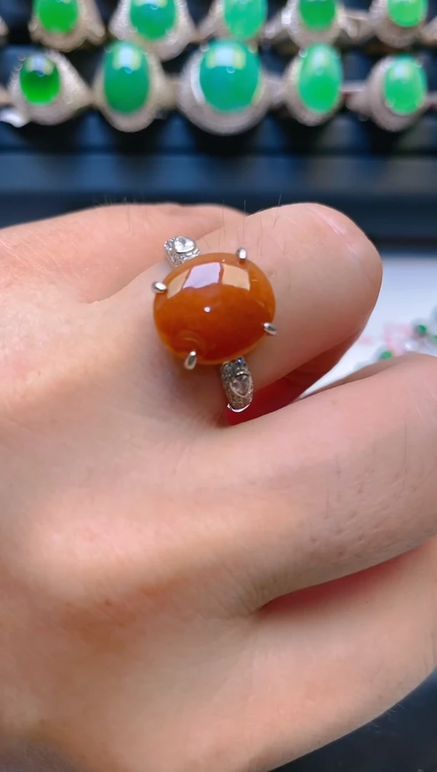 【闪购商品】翡翠戒指银S925镶嵌天然a货翡翠