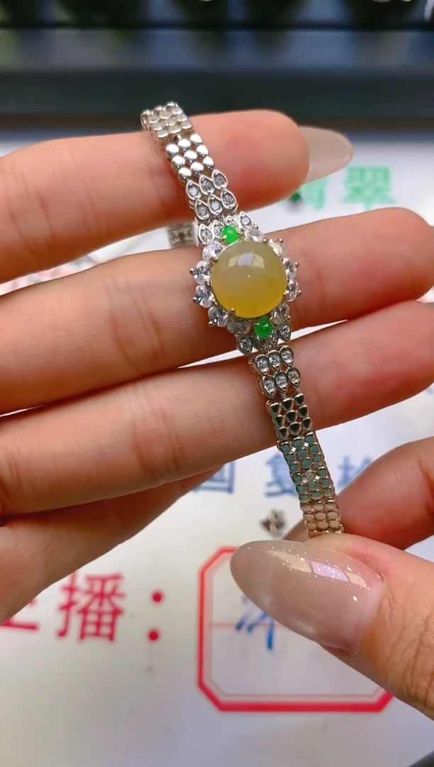 【闪购商品】翡翠戒指银S925镶嵌天然A货翡翠1