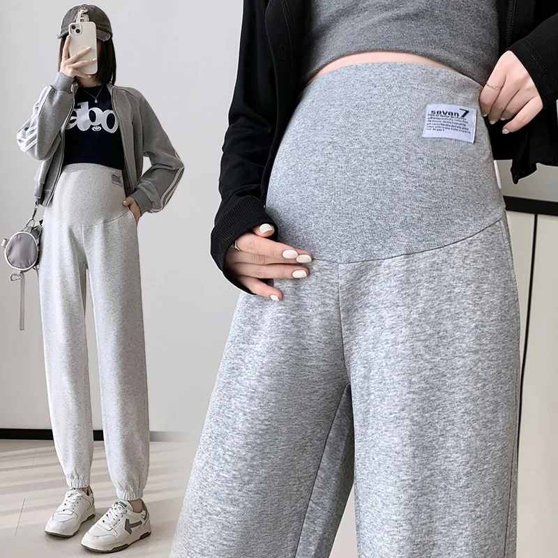 2024新款孕妇春秋季托腹运动裤休闲时尚显瘦百搭束脚裤灯笼裤长裤