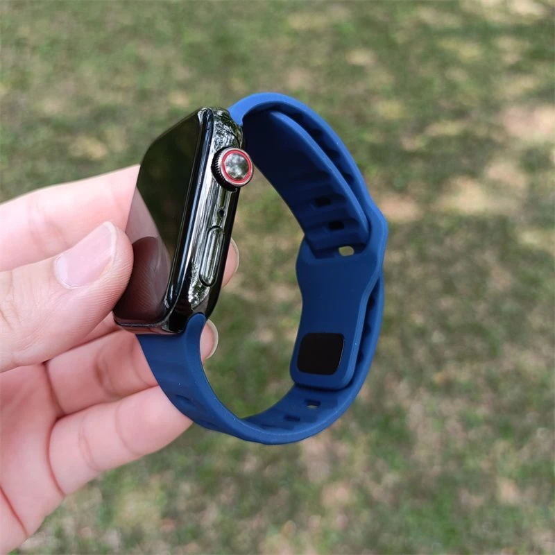 适用Applewatch表带纯色硅胶ultra49mm方钉扣iwatch7/8代45mm夏季