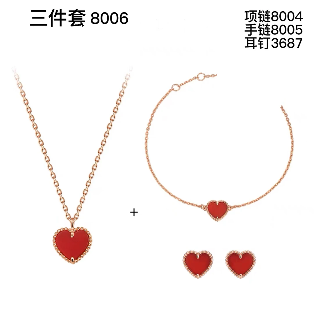 925银手链 8006-红心套装精致简约百搭小众欧美优雅法式