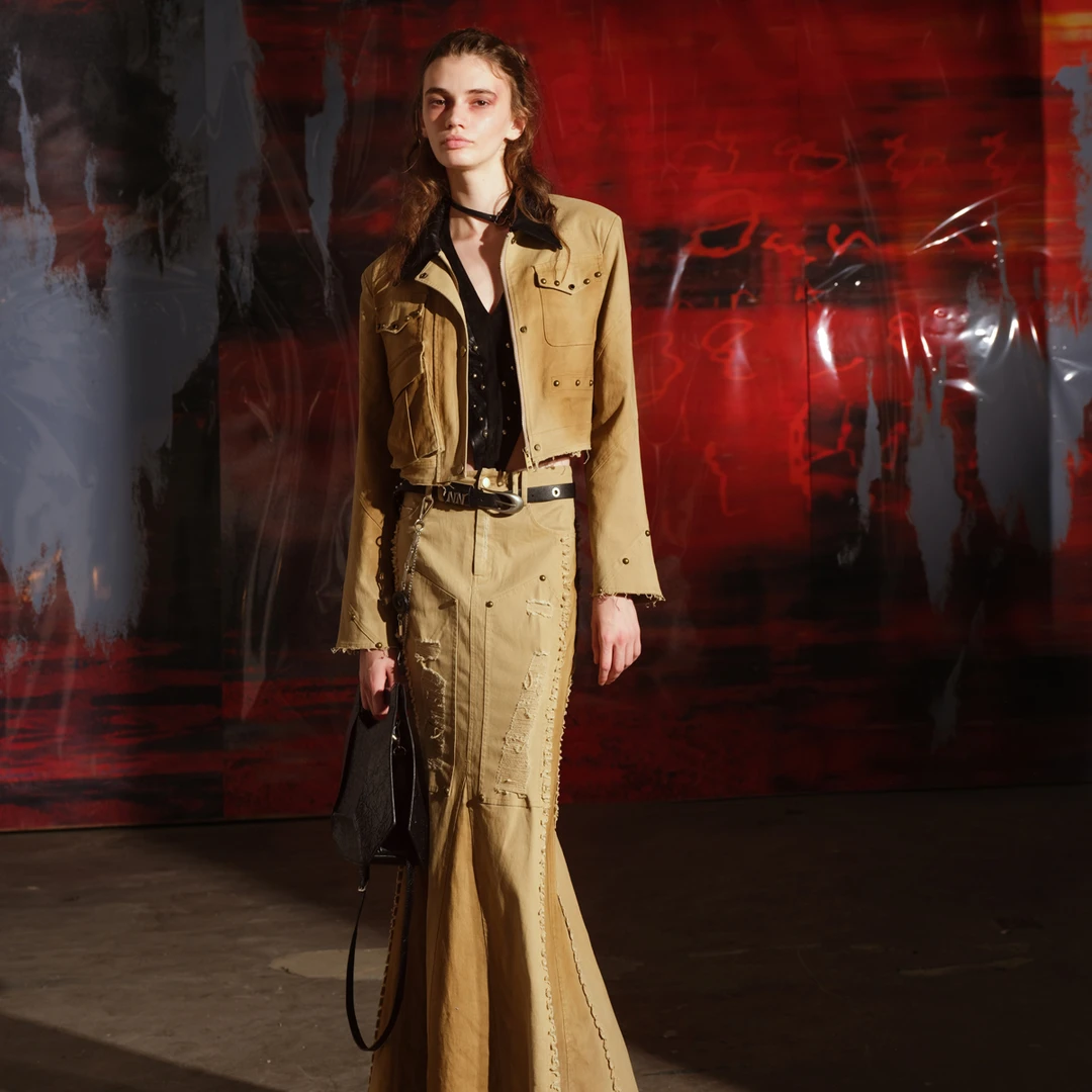 NN-NORTH NODE 牛仔套装 牛仔短外套+牛仔鱼尾裙