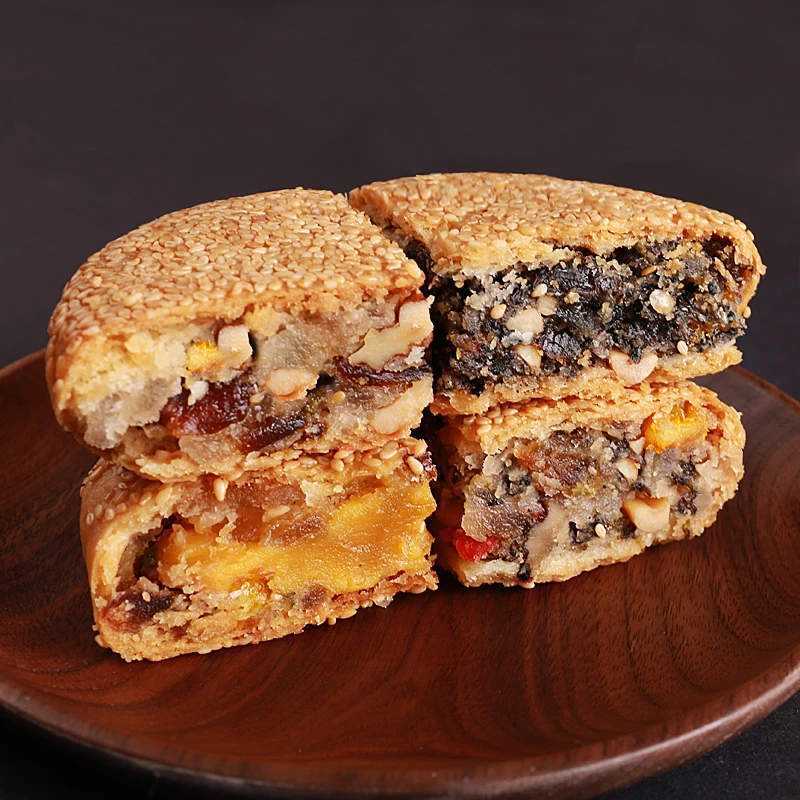 温州特产传统手工桥墩月饼黑芝麻口味五仁大月饼200g中秋节礼品