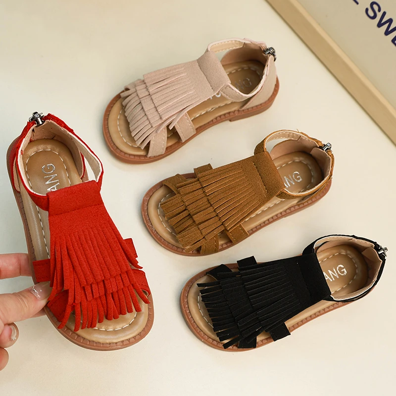 儿童凉鞋2024夏季女童鞋新款韩版儿童流苏编织复古公主鞋宝宝鞋子